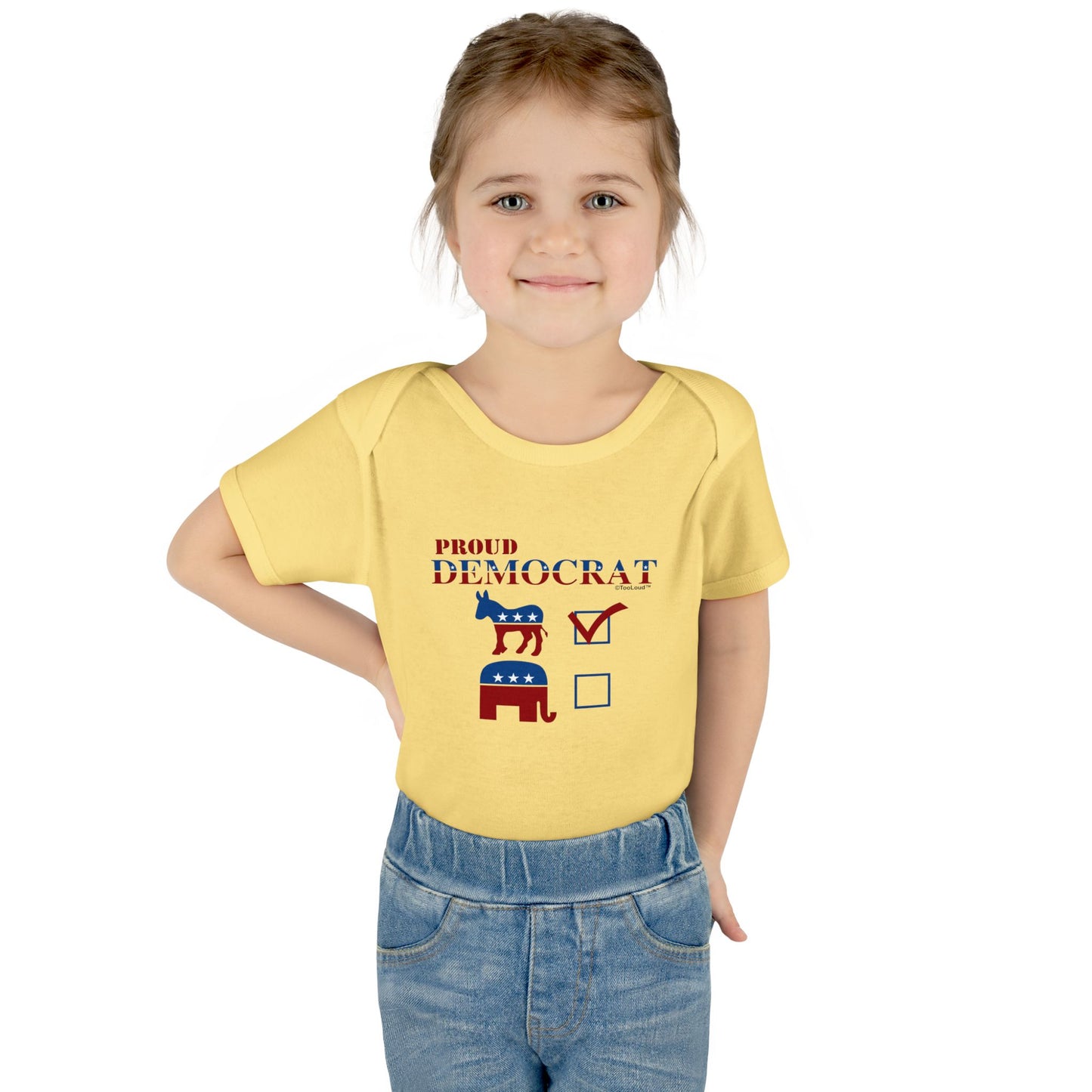 Proud Democrat Checkmark Baby Romper Bodysuit by TOOLOUD