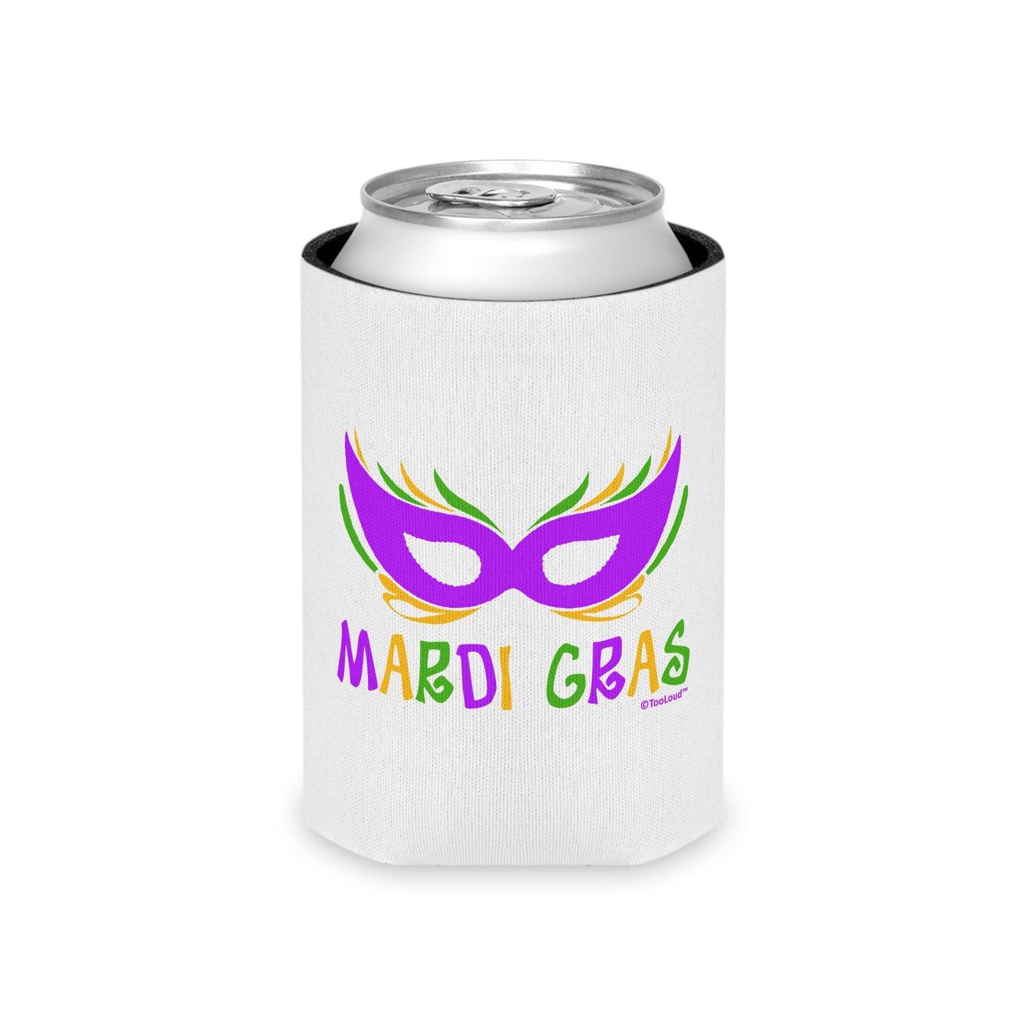 Mardi Gras – Purple Gold Green Mask Can/Bottle Insulator Cooler (2 Sizes) by TOOLOUD