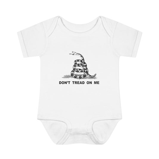 Subdued Don't Tread On Me Gadsden Flag Rattlesnake Infant One Piece Bodysuit by TOOLOUD