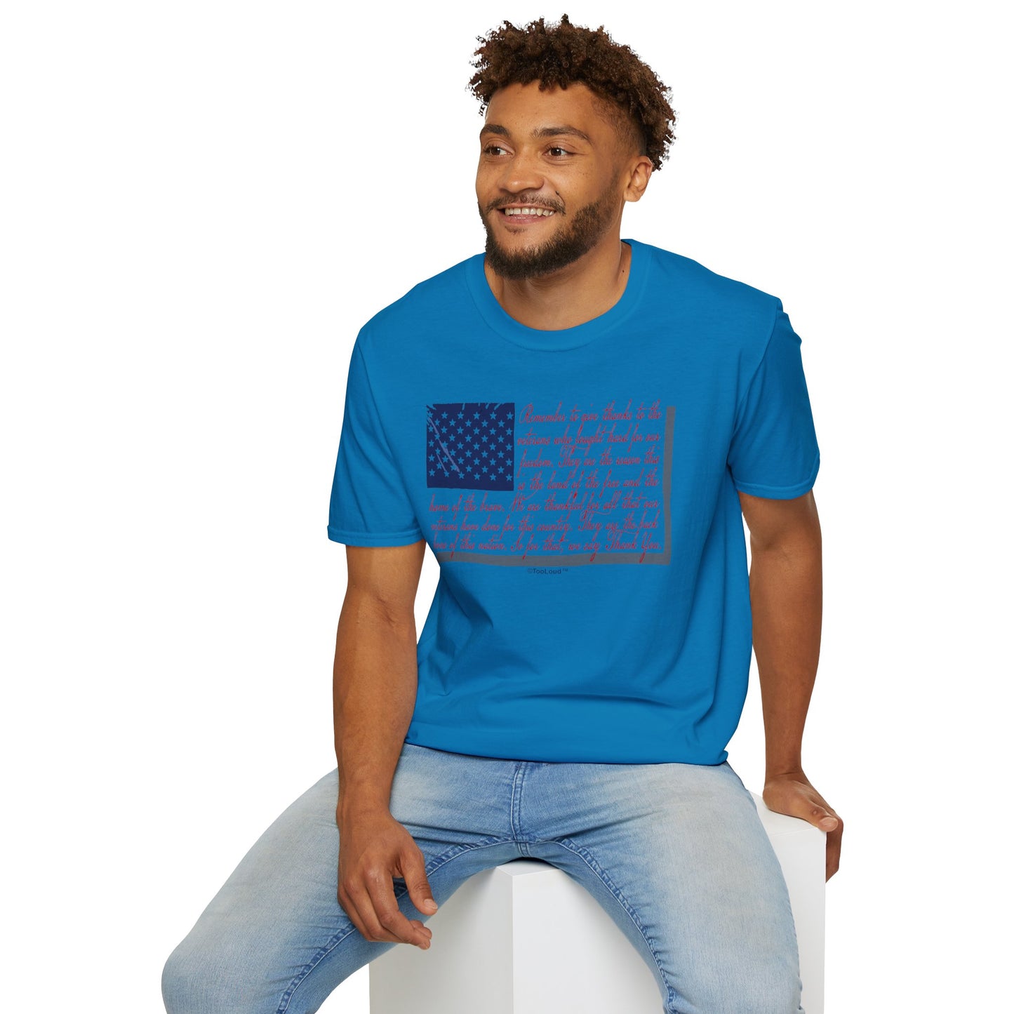 Veterans Scripted Flag Adult T-Shirt by TOOLOUD
