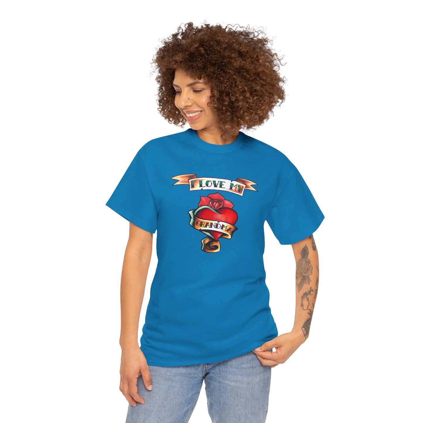 Heart Tattoo I Love My Grandma Adult T-Shirt by TOOLOUD