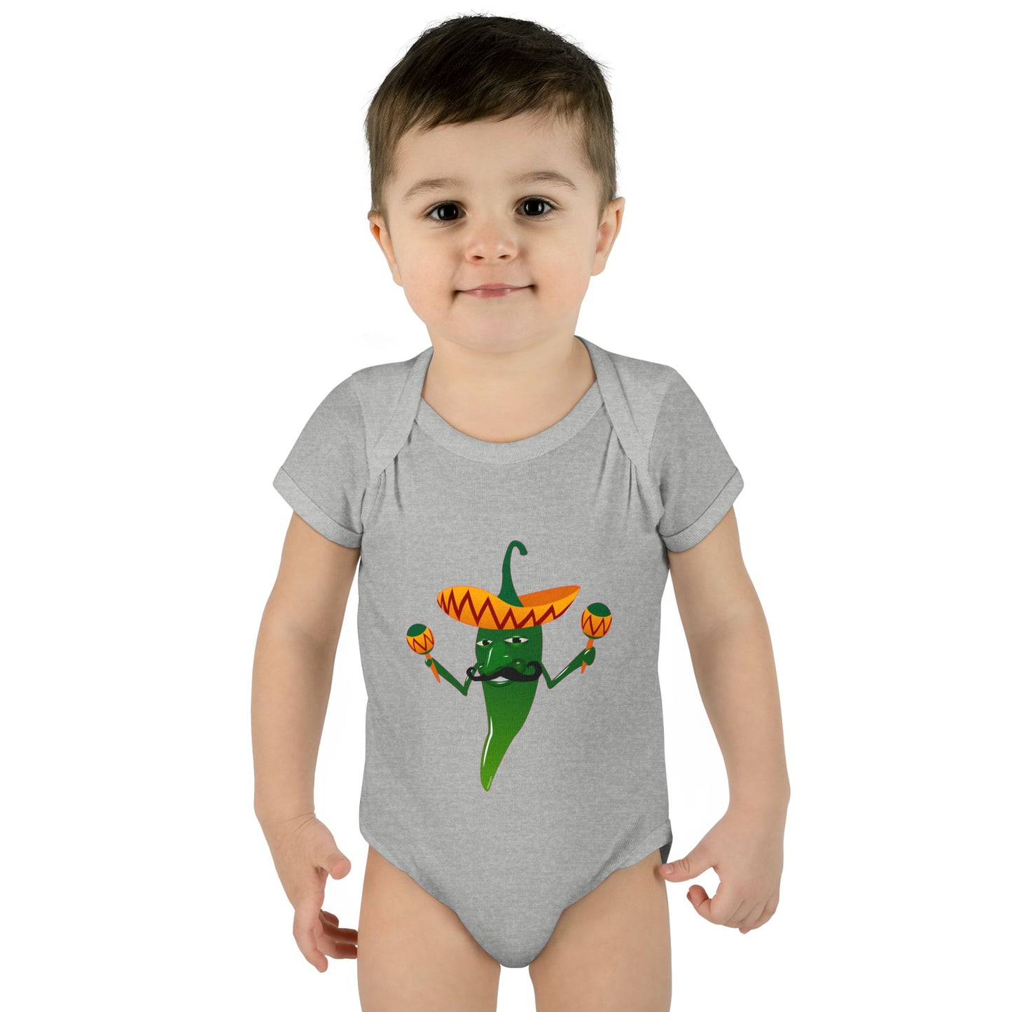 Green Hot Mexican Chili Pepper Cute Infant One-Piece Baby Bodysuit by TOOLOUD