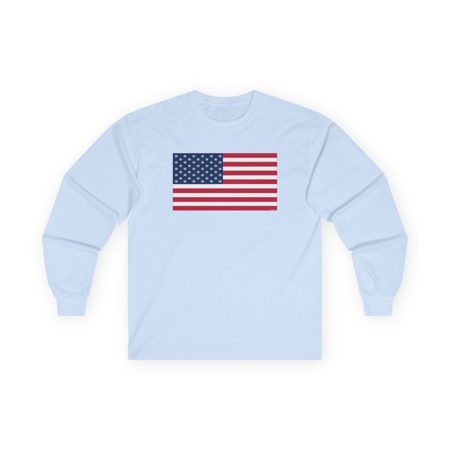 American Flag – Marijuana Leaf Adult Long Sleeve T-Shirt by TOOLOUD