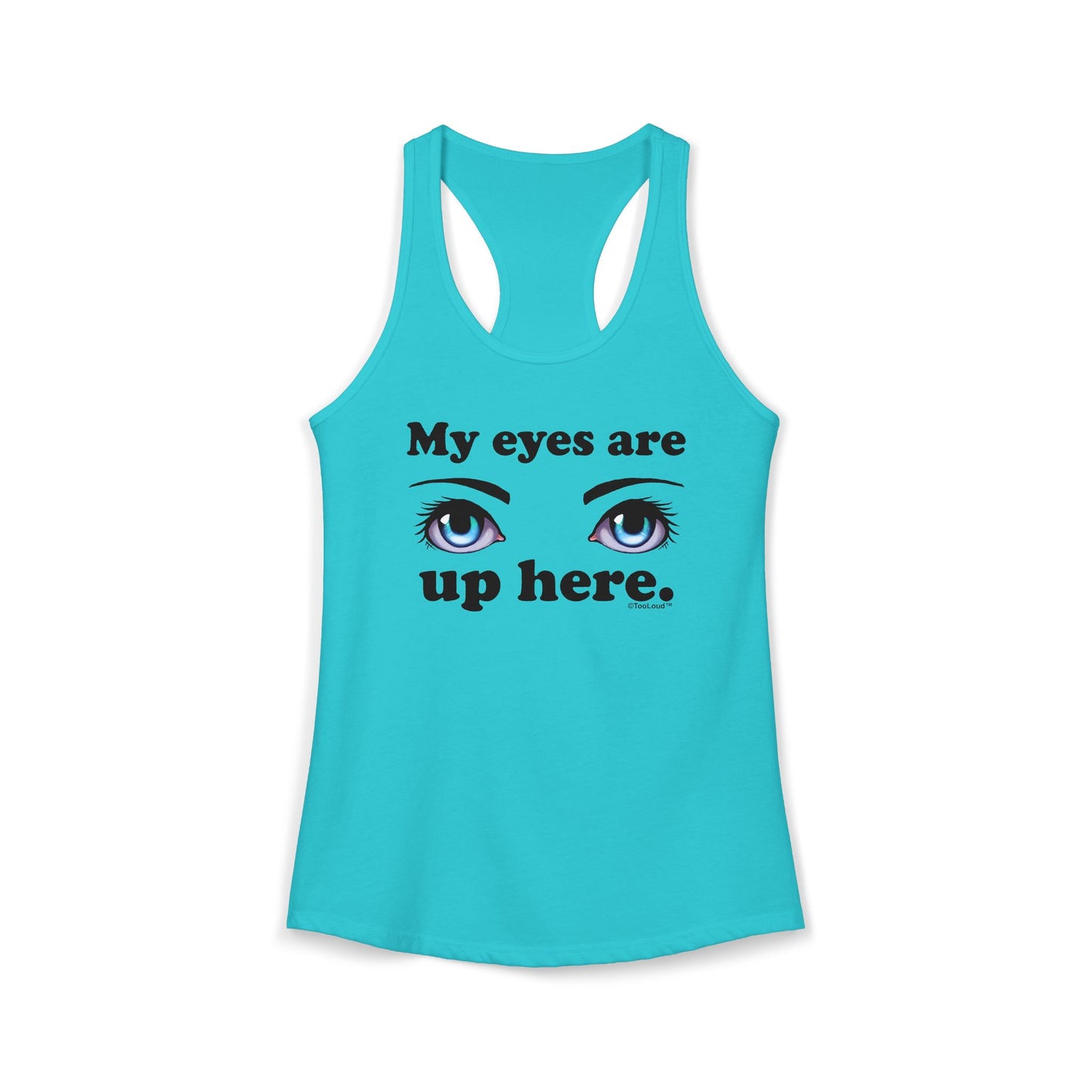 Eye Up Here Women's Petite Racerback Tank Top by TOOLOUD