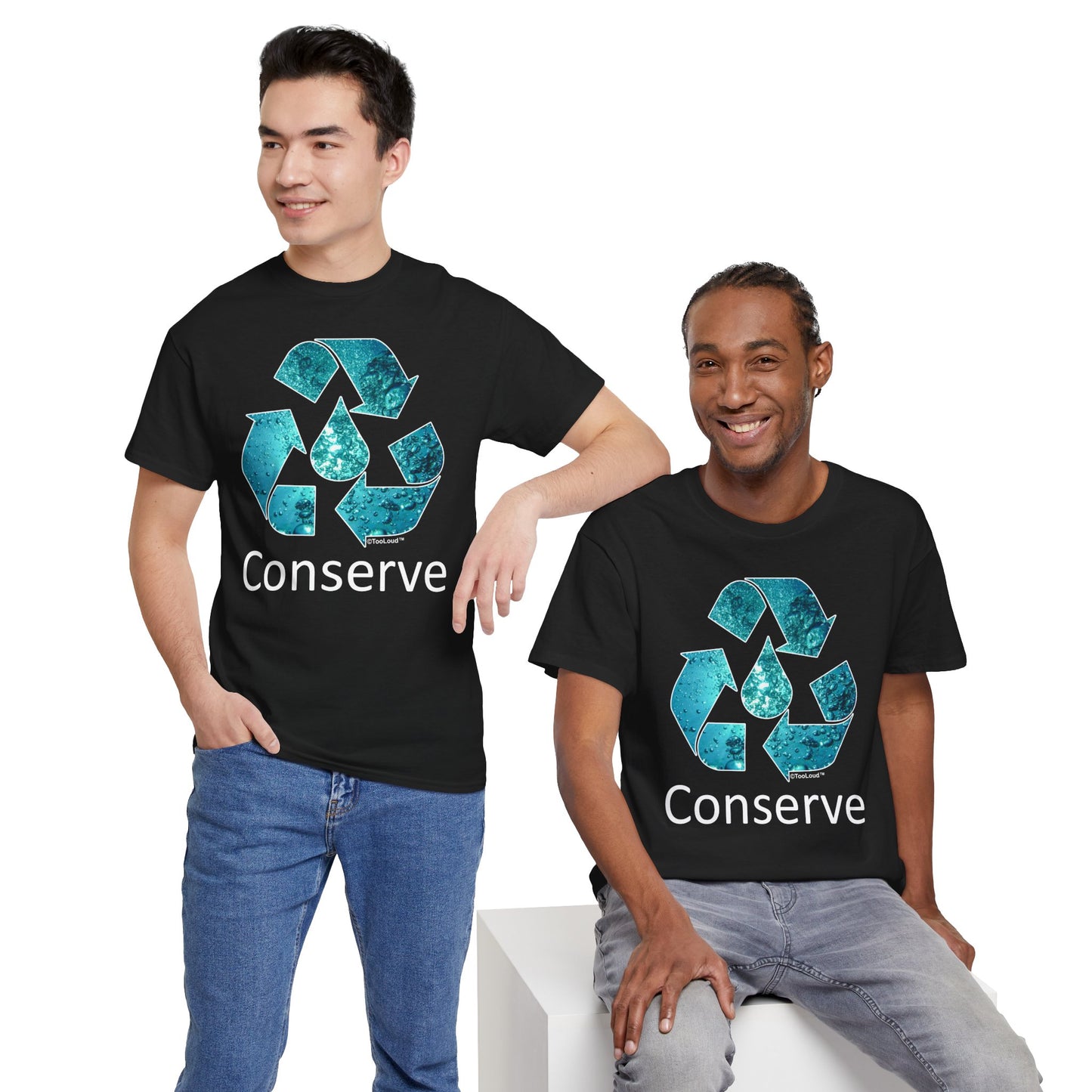 Water Conservation Text Adult Dark T-Shirt by TOOLOUD