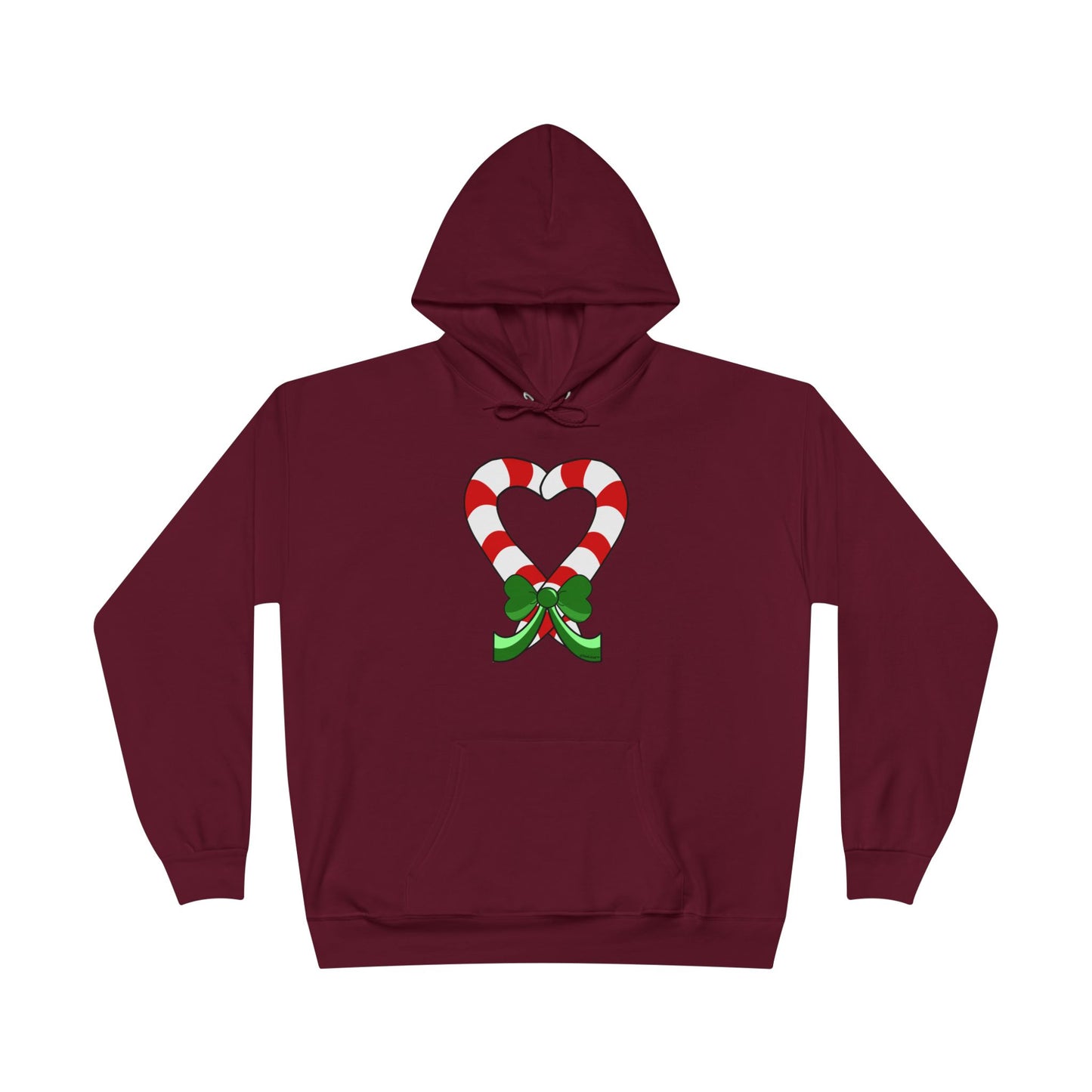 Candy Cane Heart Christmas Dark Hooded Sweatshirt by TOOLOUD