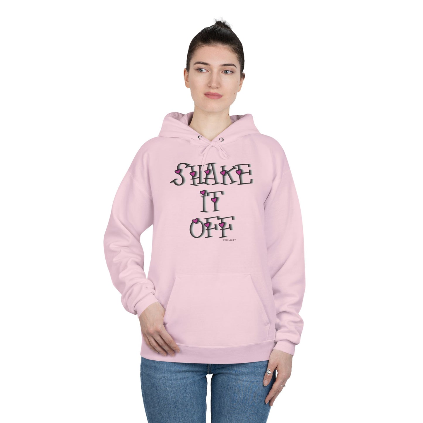 Shake It Off Text Cute with Hearts Hoodie Sweatshirt by TOOLOUD