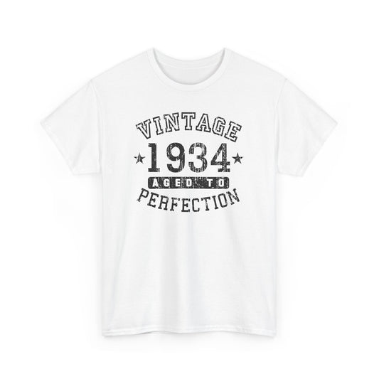 1934 - Adult Unisex Vintage Birth Year Aged to Perfection Birthday T-Shirt by TOOLOUD