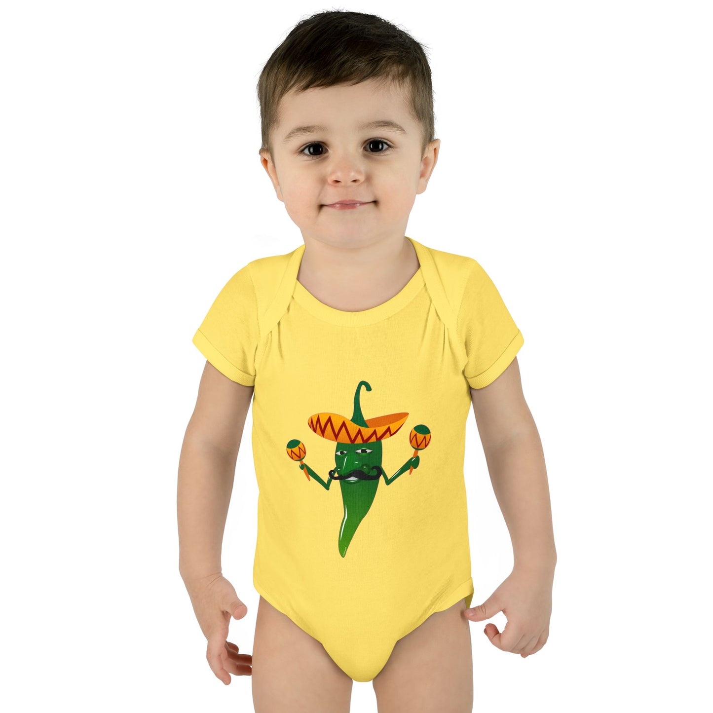 Green Hot Mexican Chili Pepper Cute Infant One-Piece Baby Bodysuit by TOOLOUD
