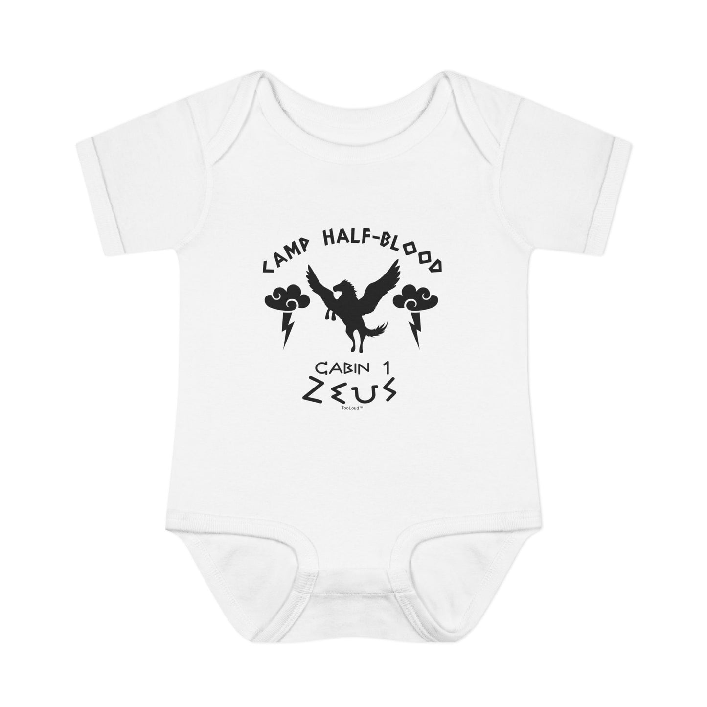 Camp Half Blood Cabin 1 Zeus Baby Romper Bodysuit by TOOLOUD