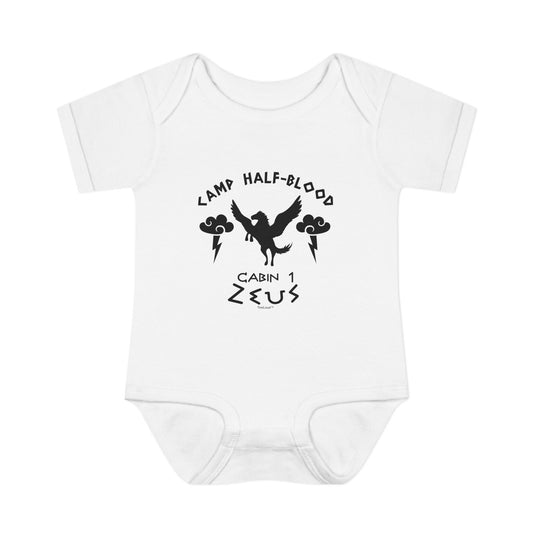 Camp Half Blood Cabin 1 Zeus Baby Romper Bodysuit by TOOLOUD