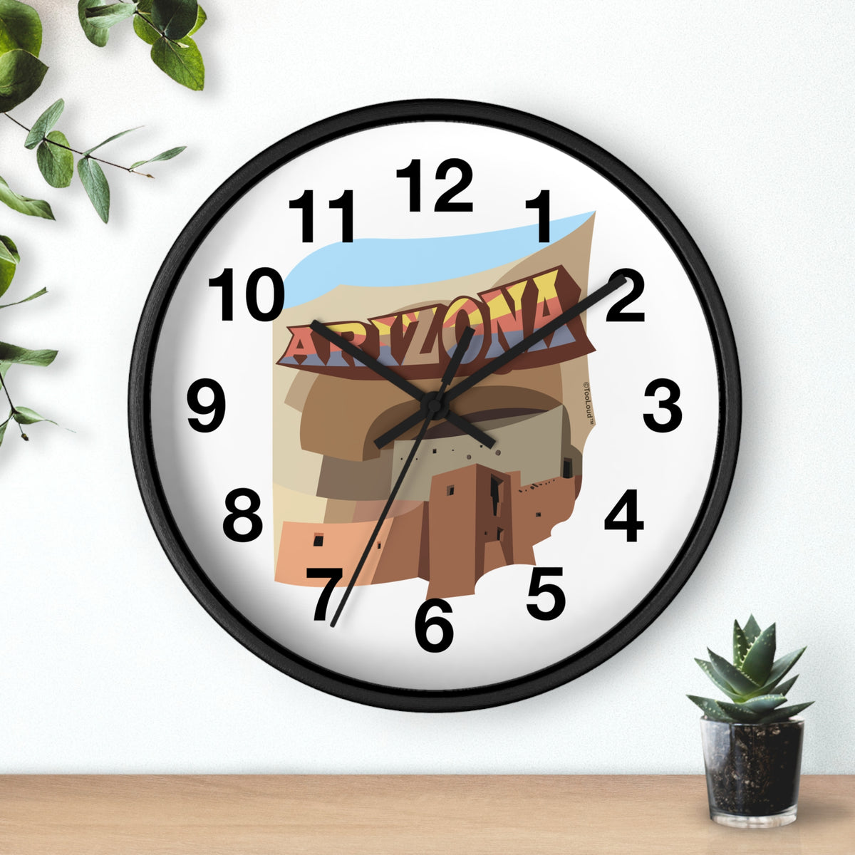 Arizona Montezuma Castle 10" Round Wall Clock with Numbers by TOOLOUD