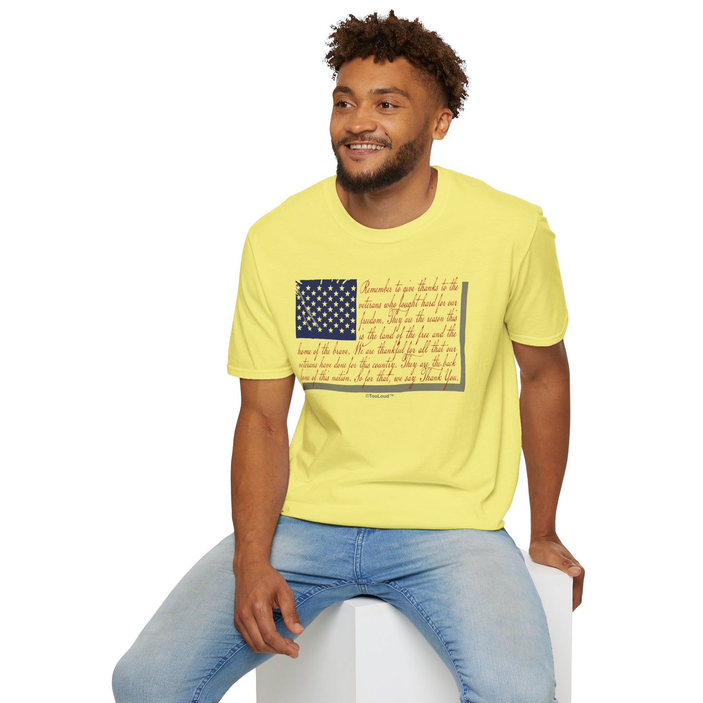 Veterans Scripted Flag Adult T-Shirt by TOOLOUD