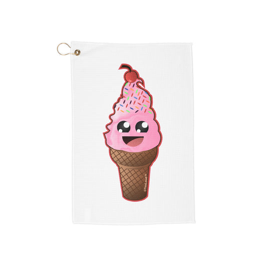 Cute Ice Cream Cone Micro Terry Grommet Golf Towel 16 x 24 inch by TOOLOUD
