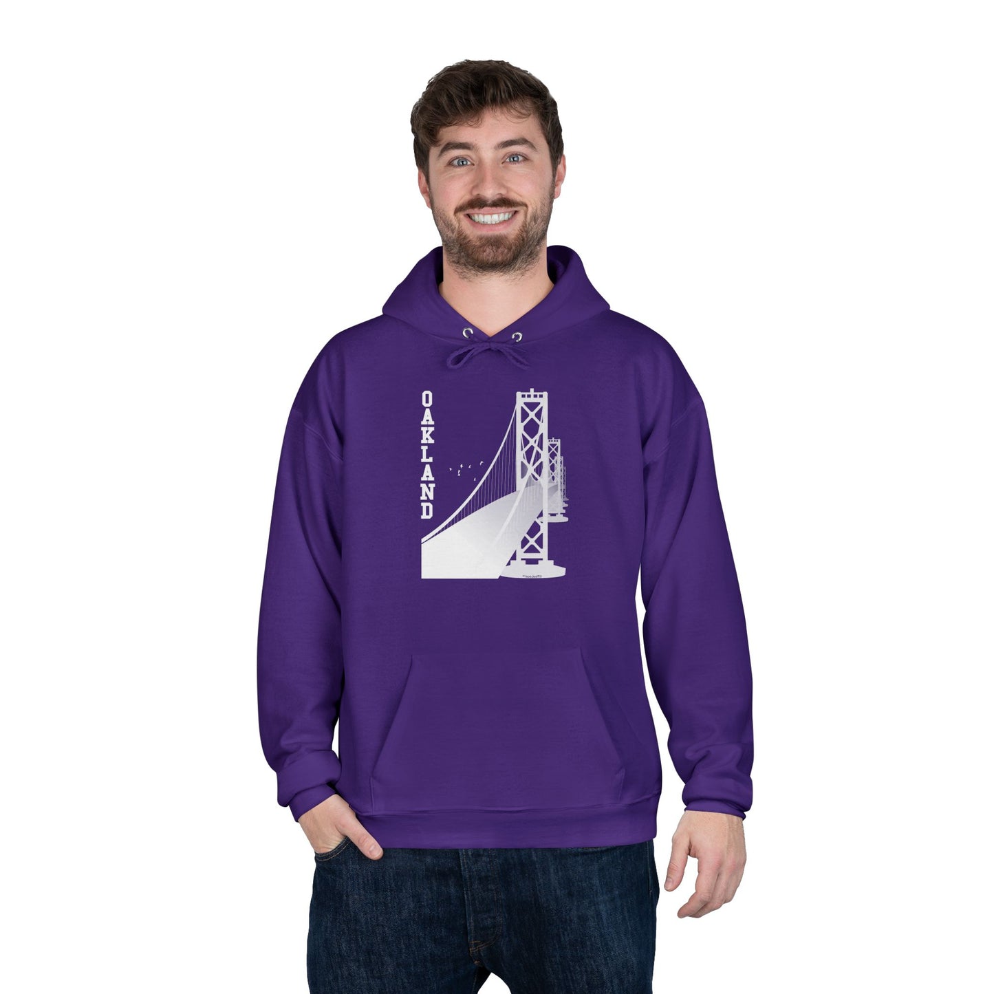 Oakland Text Bay Bridge Dark Pullover Hoodie Sweatshirt by TOOLOUD