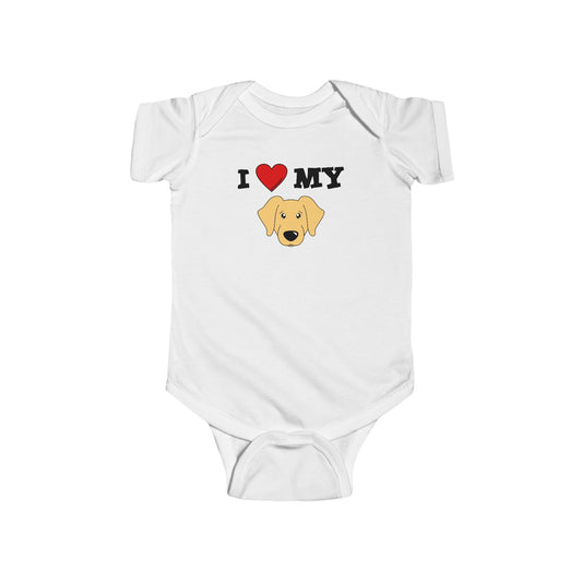 I Heart My - Cute Golden Retriever Dog Baby Romper Bodysuit by TOOLOUD