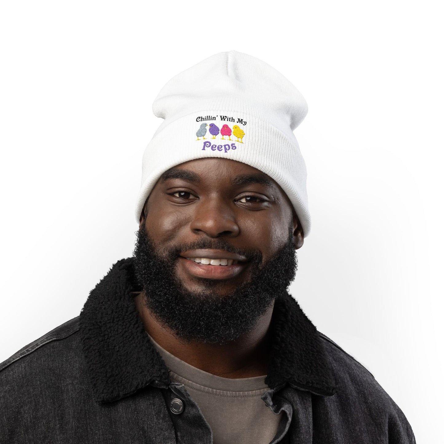 Chillin With My Peeps Embroidered Adult Knit Beanie Cap Hat by TOOLOUD
