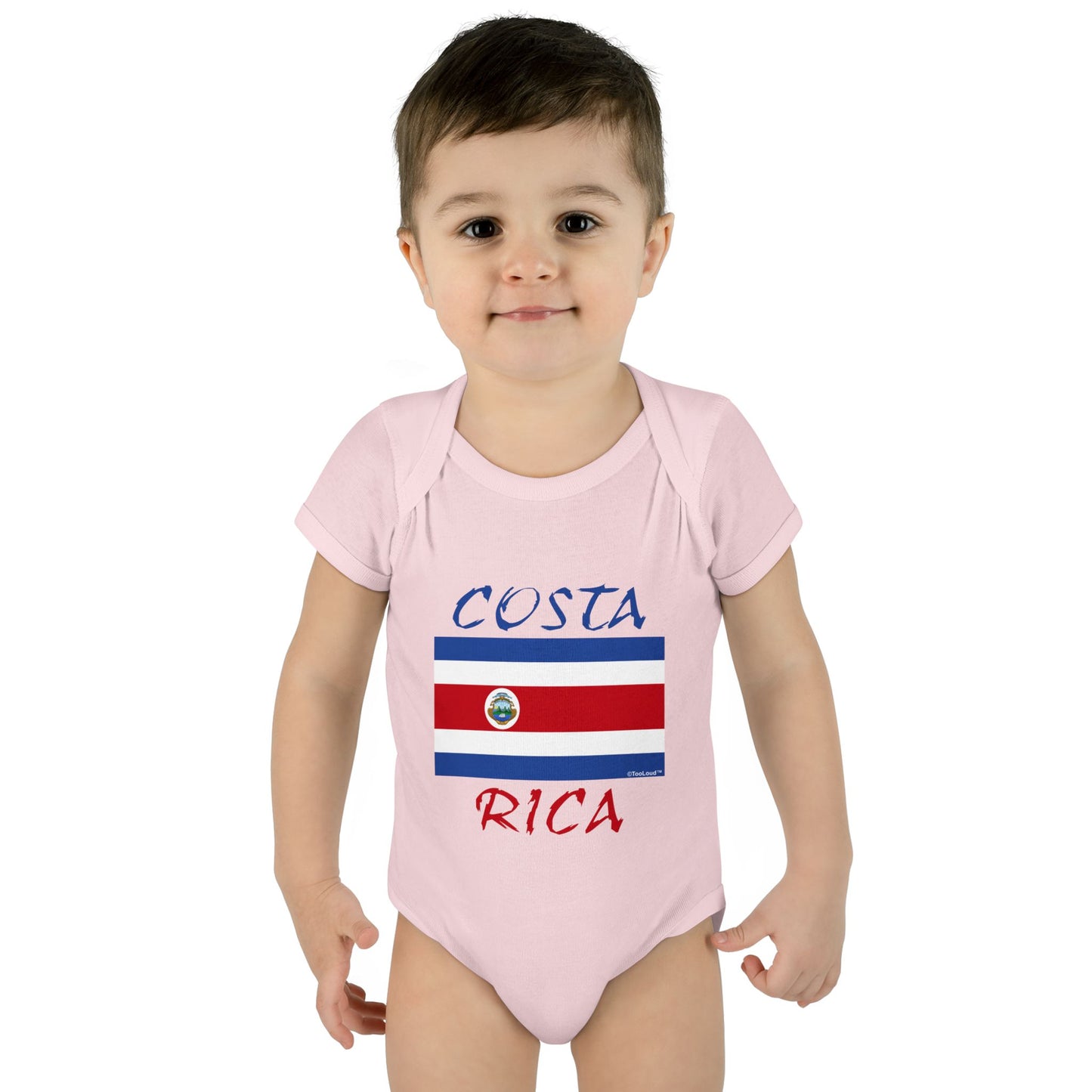 Costa Rica Flag Baby Romper Bodysuit by TOOLOUD