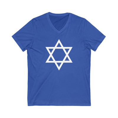 TooLoud Jewish Star of David Adult V-Neck T-Shirt