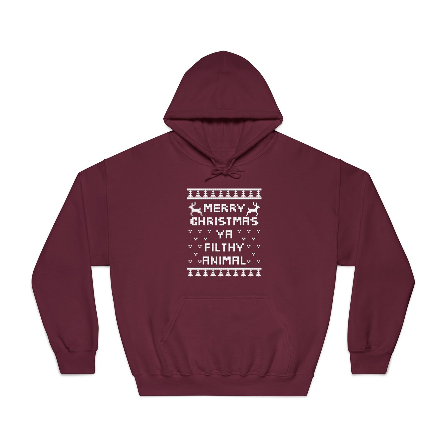Merry Christmas Ya Filthy Animal Faux Christmas Sweater Adult Hoodie Sweatshirt
