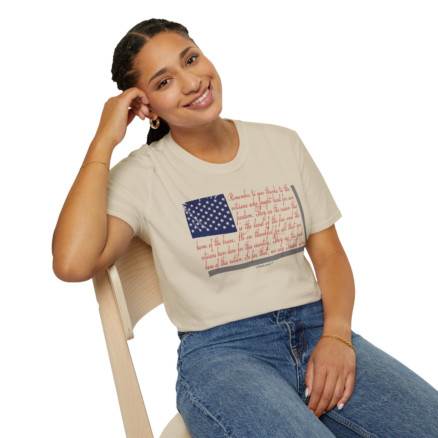 Veterans Scripted Flag Adult T-Shirt by TOOLOUD