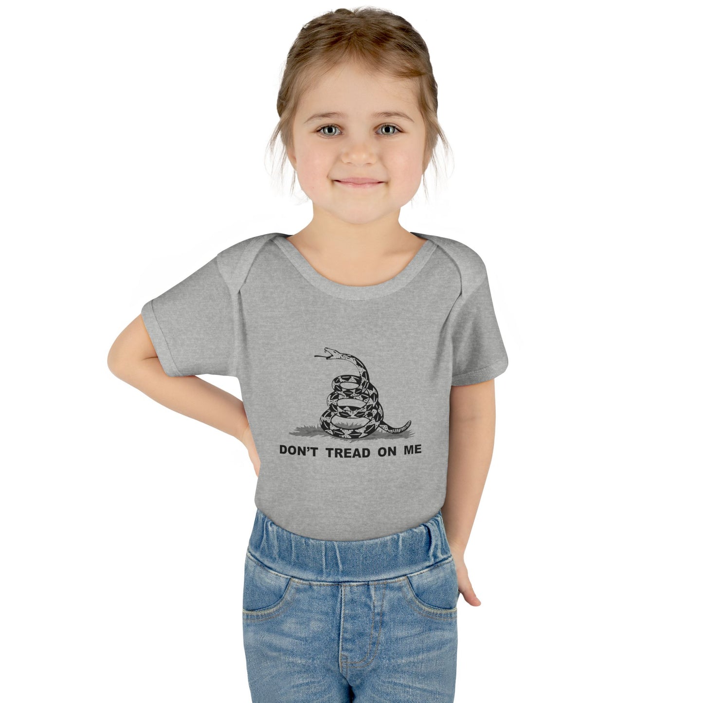 Subdued Don't Tread On Me Gadsden Flag Rattlesnake Infant One Piece Bodysuit by TOOLOUD