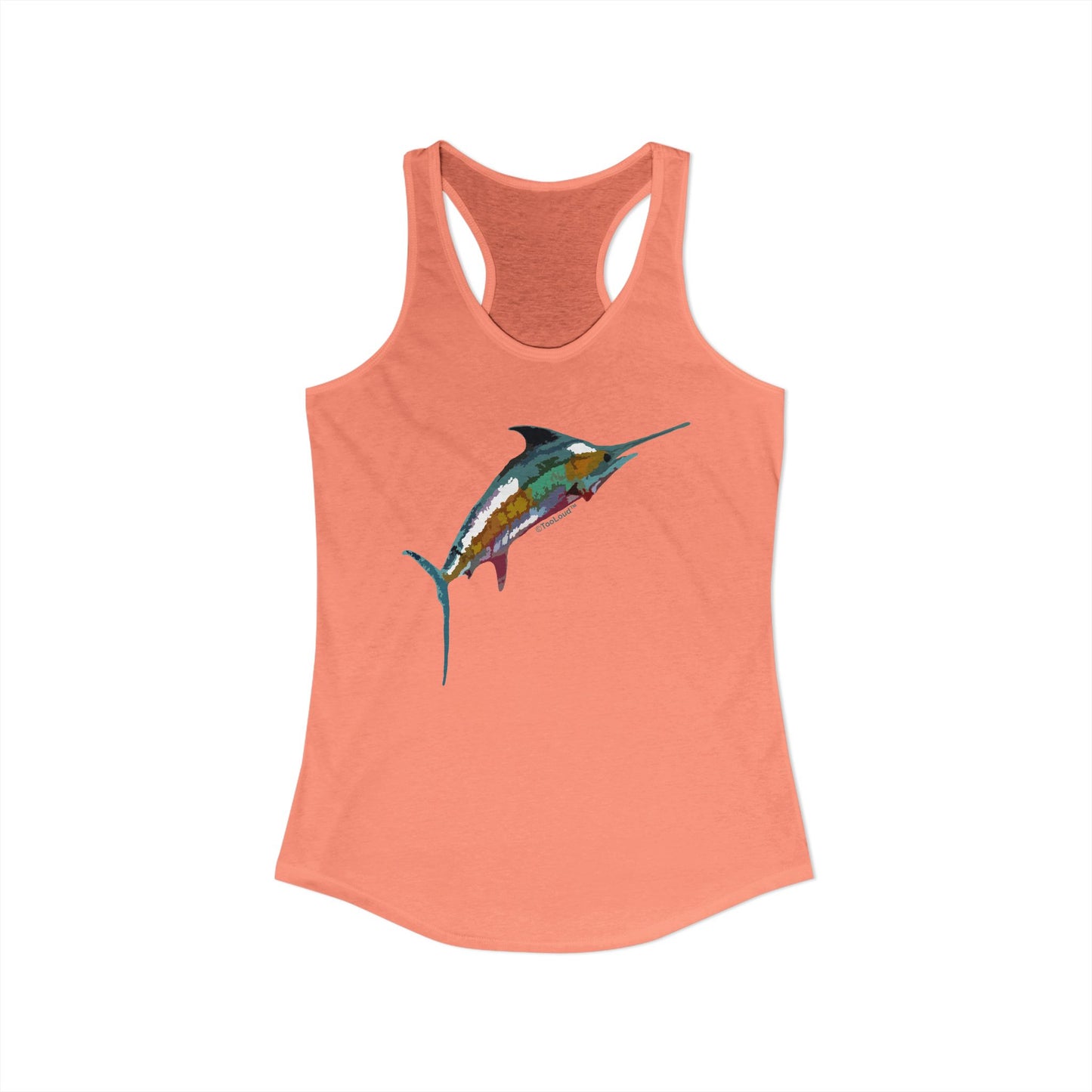 Colorful Vector Swordfish Women’s Racerback Tank Top by TOOLOUD