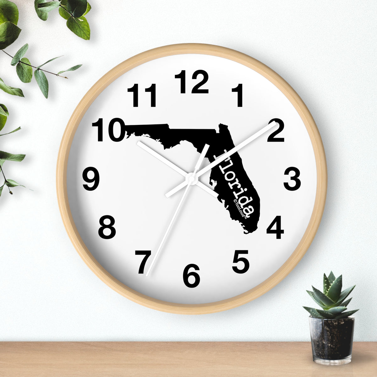 Florida – United States Shape 10" Round Wall Clock with Numbers by TOOLOUD