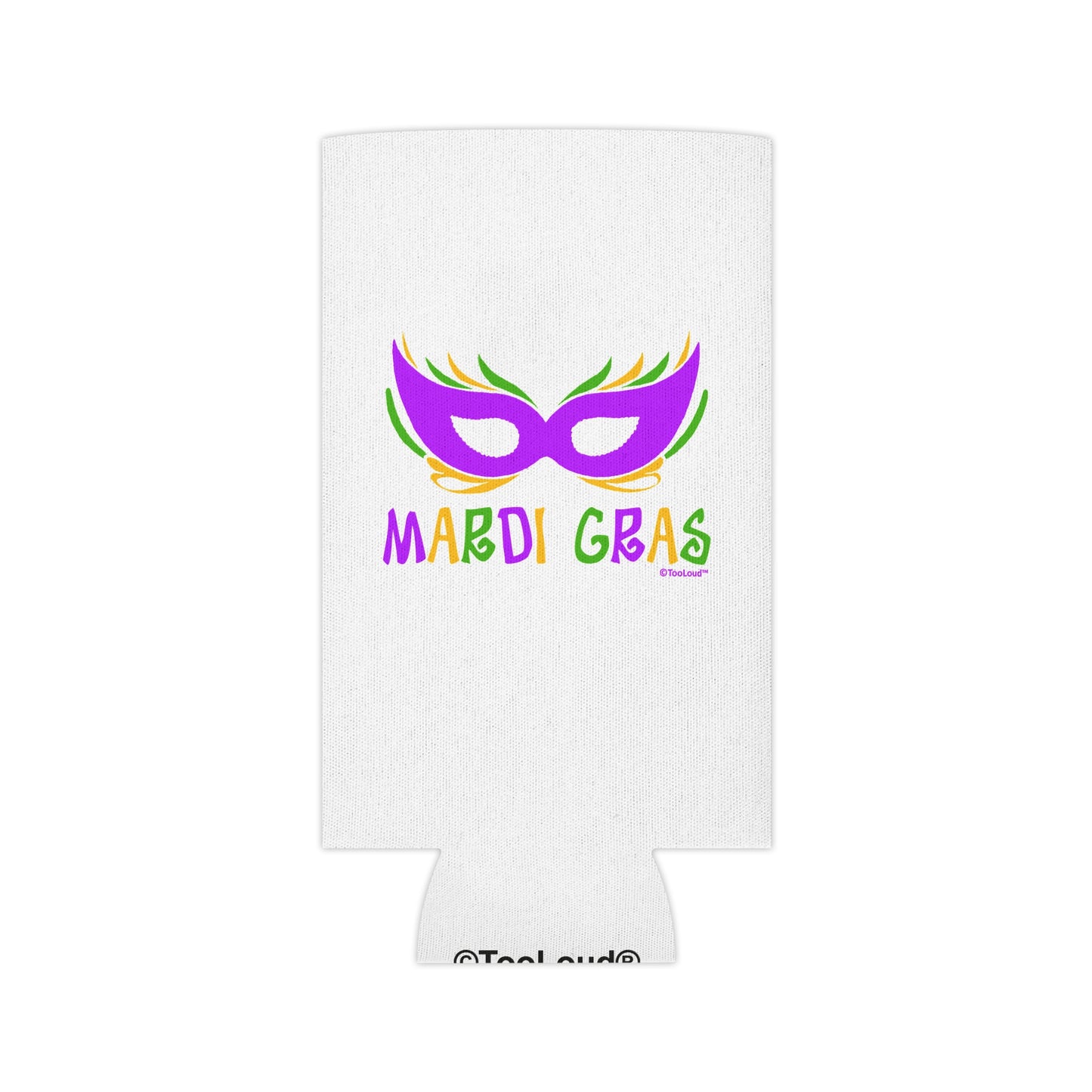 Mardi Gras – Purple Gold Green Mask Can/Bottle Insulator Cooler (2 Sizes) by TOOLOUD