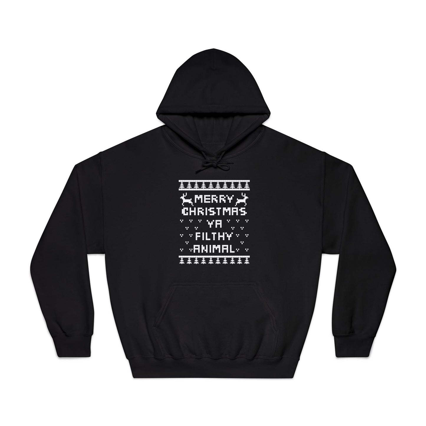 Merry Christmas Ya Filthy Animal Faux Christmas Sweater Adult Hoodie Sweatshirt