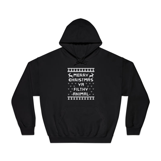 Merry Christmas Ya Filthy Animal Faux Christmas Sweater Adult Hoodie Sweatshirt