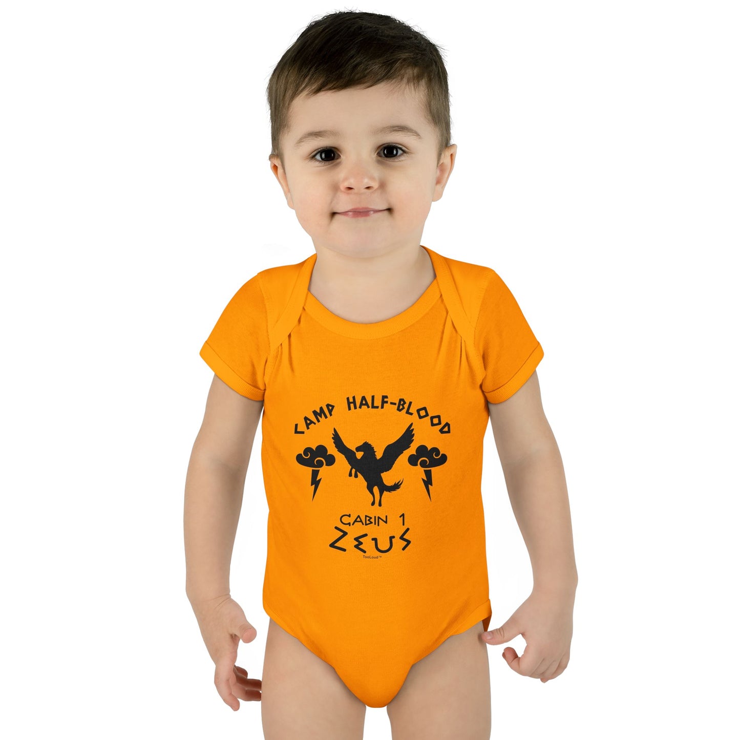 Camp Half Blood Cabin 1 Zeus Baby Romper Bodysuit by TOOLOUD