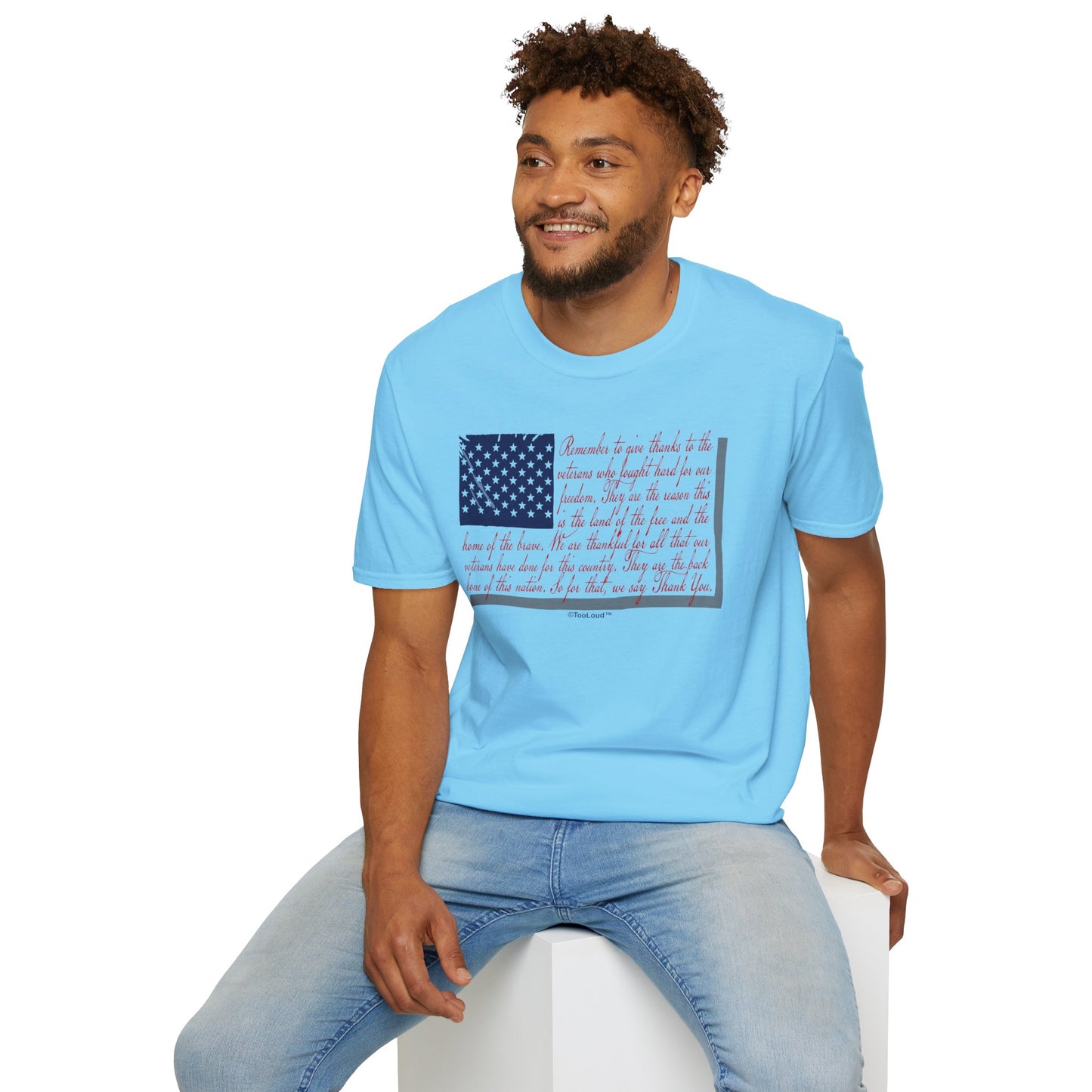 Veterans Scripted Flag Adult T-Shirt by TOOLOUD