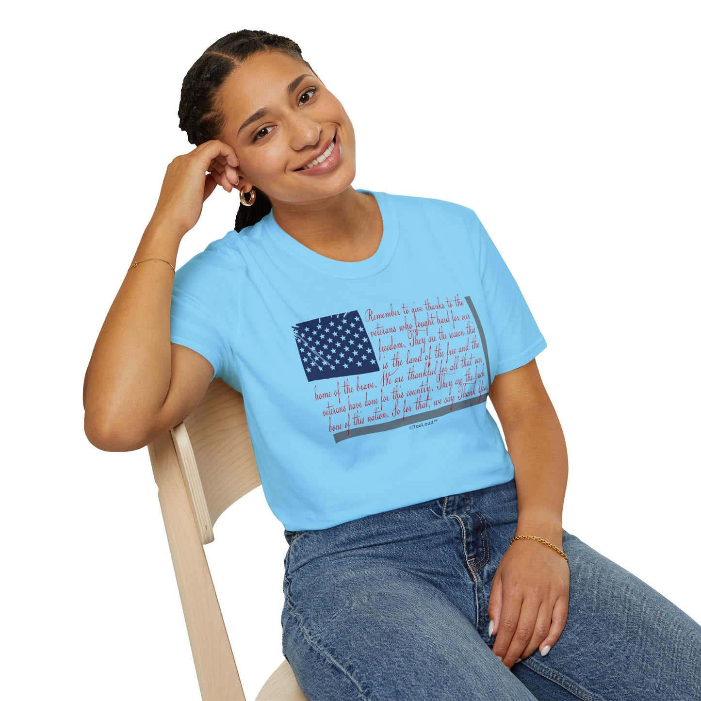 Veterans Scripted Flag Adult T-Shirt by TOOLOUD