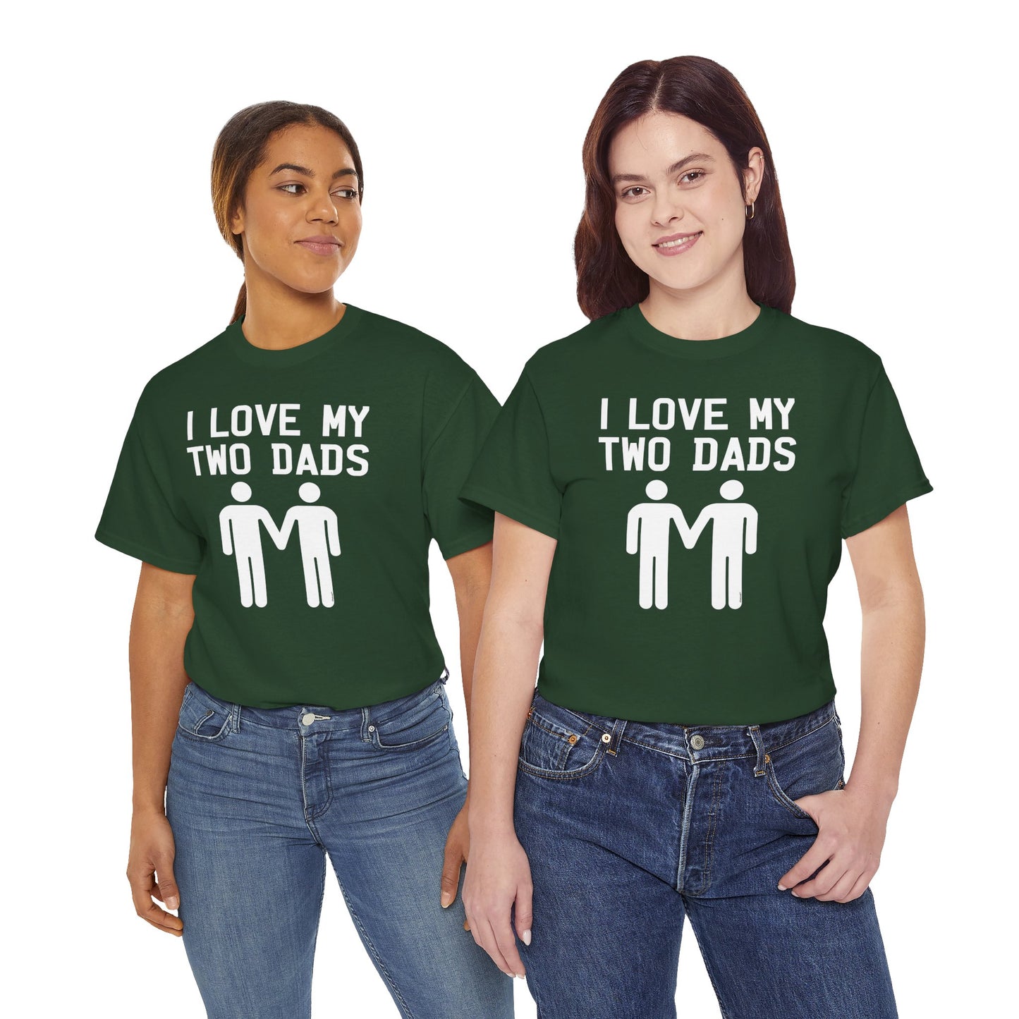 I Love My Two Dads Gay Fathers Unisex Dark T-Shirt by TOOLOUD