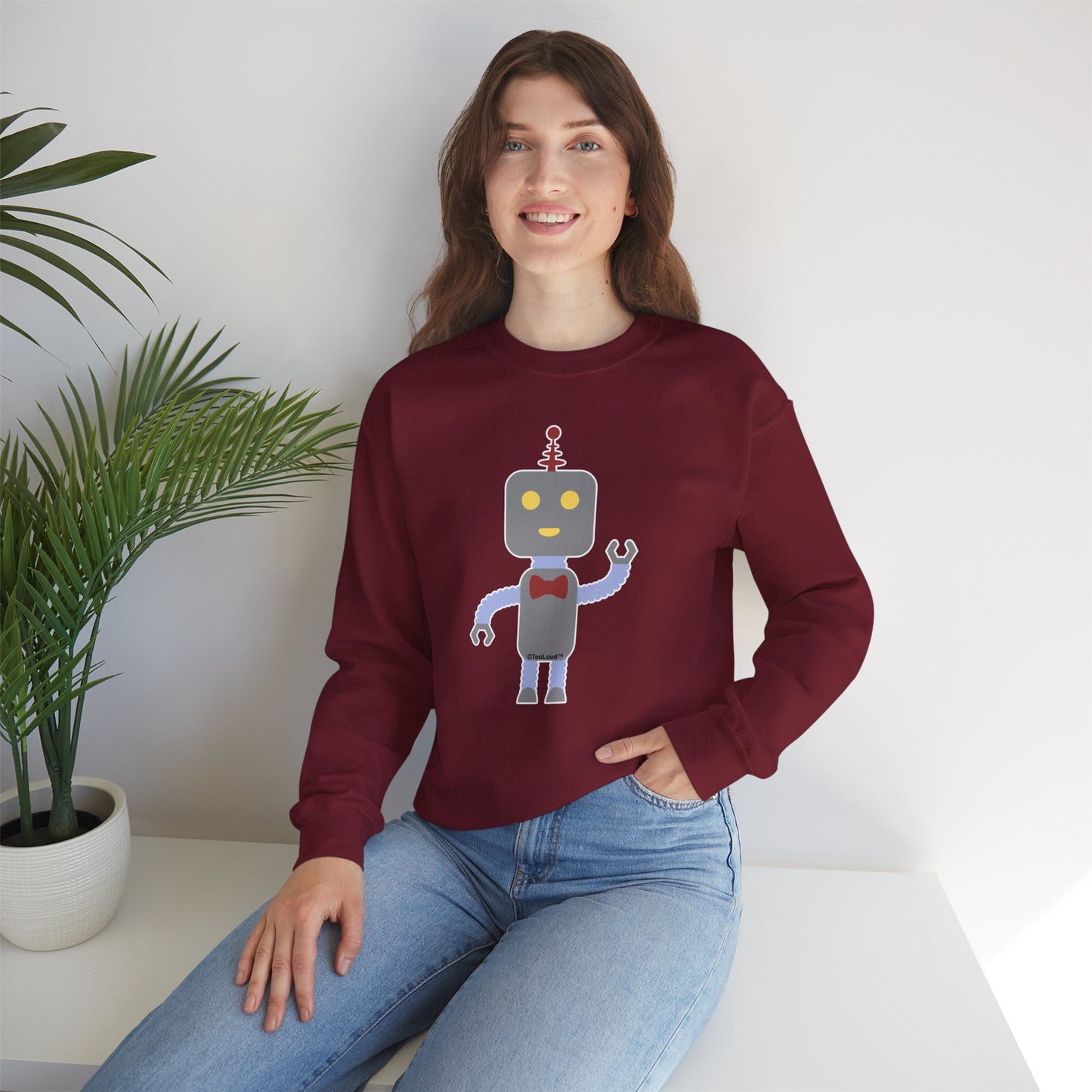 Cute Robot Male Adult Dark Sweatshirt by TOOLOUD