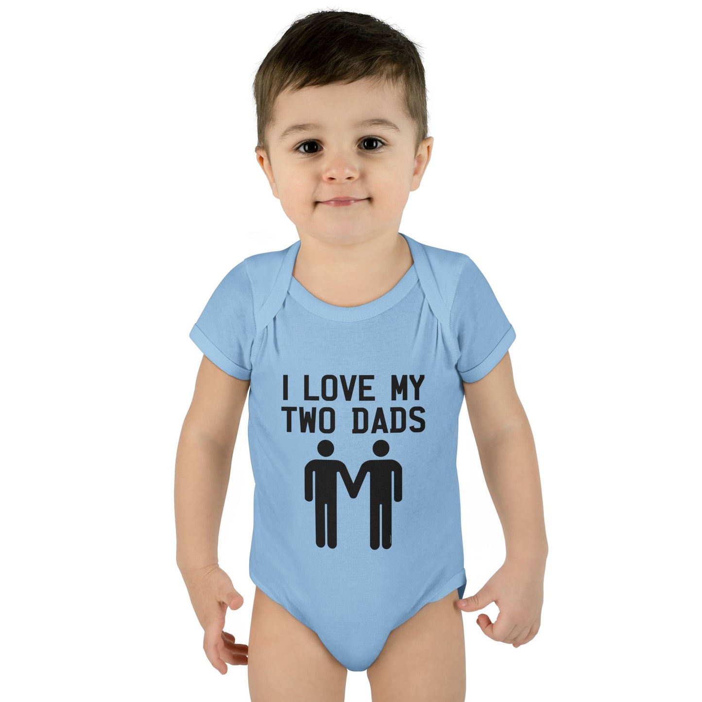 I Love My Two Dads Gay Fathers Baby Bodysuit by TOOLOUD