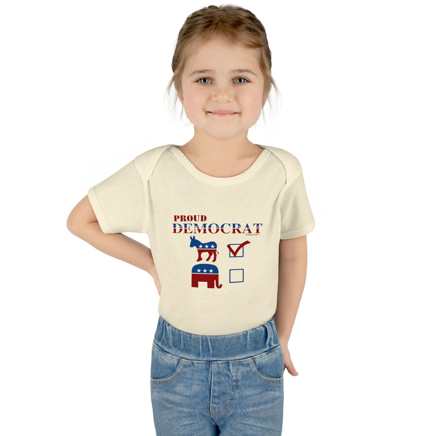 Proud Democrat Checkmark Baby Romper Bodysuit by TOOLOUD