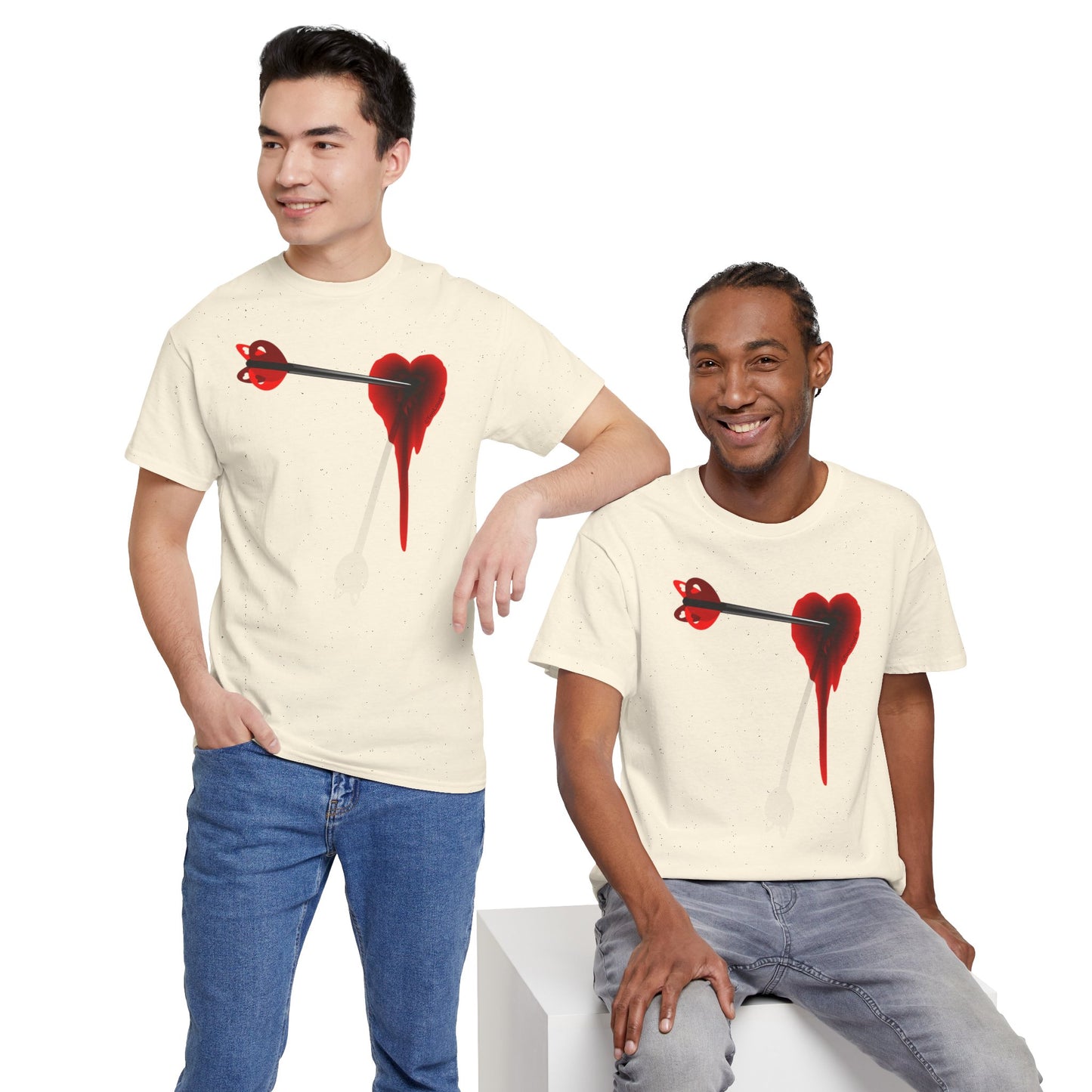 Cupid's Arrow – Heart Shot Wound Design Adult Unisex T-Shirt by TOOLOUD
