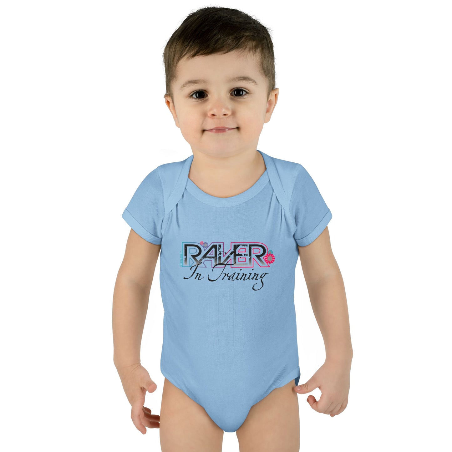 Matching Raver – In Training Baby Romper Bodysuit by TOOLOUD