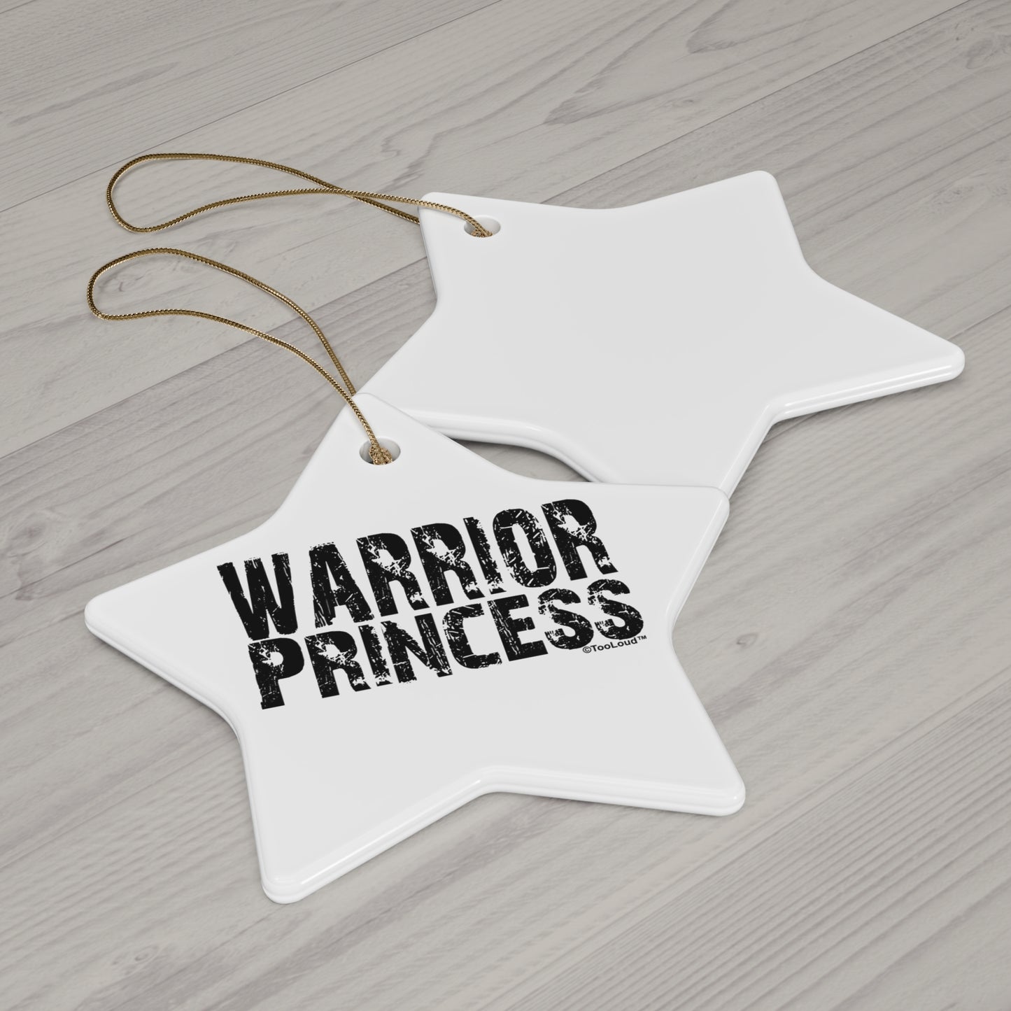 Warrior Princess Black and White Holiday Ornament – Available in 4 Shapes by TOOLOUD