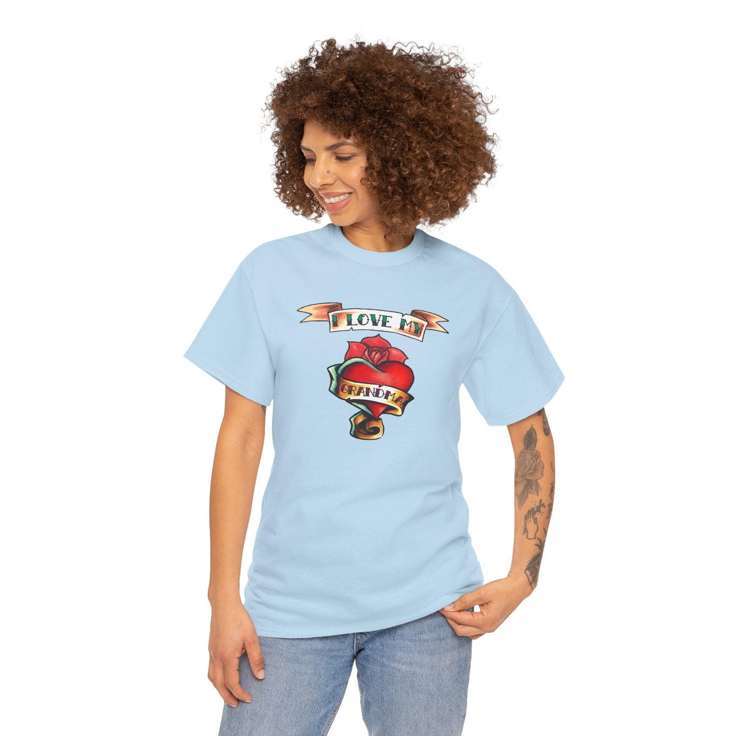 Heart Tattoo I Love My Grandma Adult T-Shirt by TOOLOUD