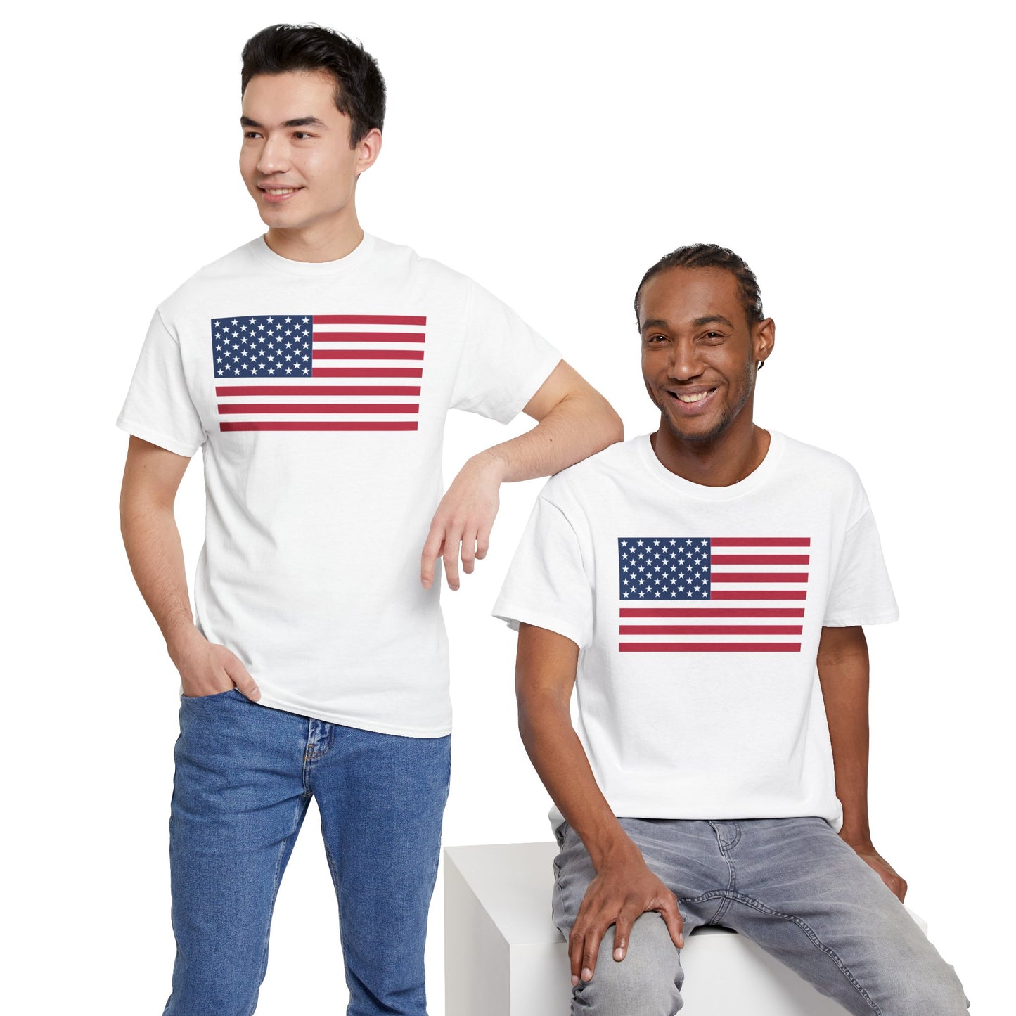 Patriotic American Flag Adult Cotton T-Shirt by TOOLOUD