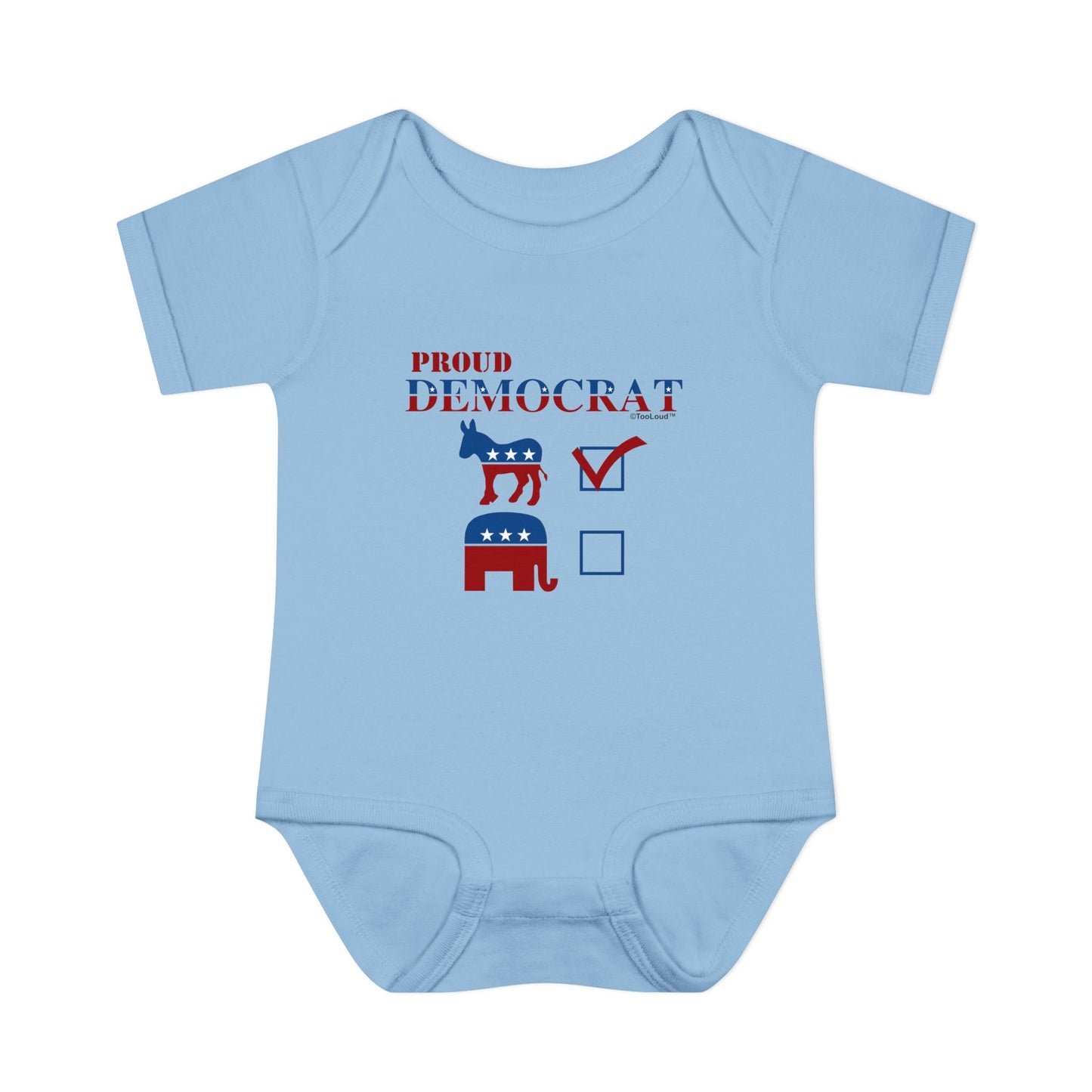 Proud Democrat Checkmark Baby Romper Bodysuit by TOOLOUD