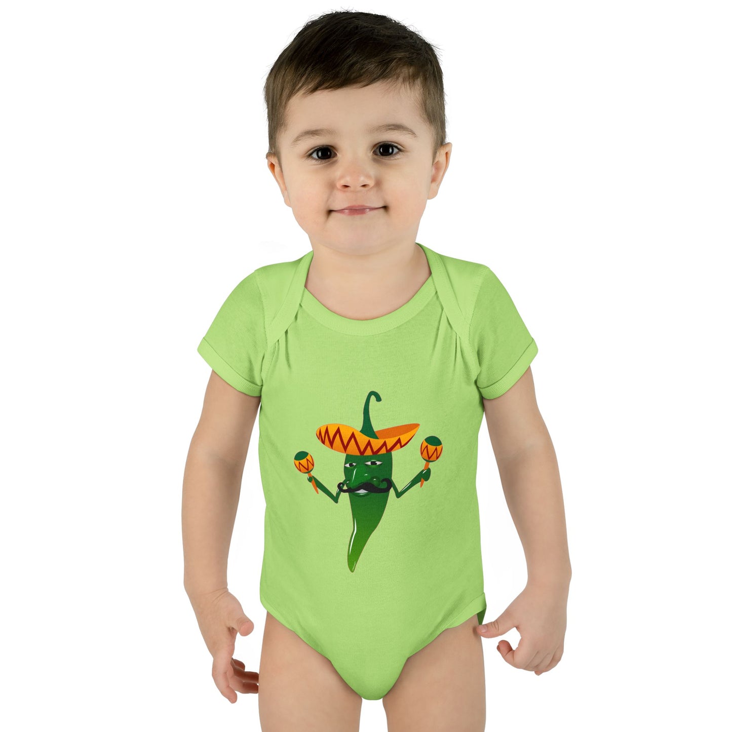 Green Hot Mexican Chili Pepper Cute Infant One-Piece Baby Bodysuit by TOOLOUD