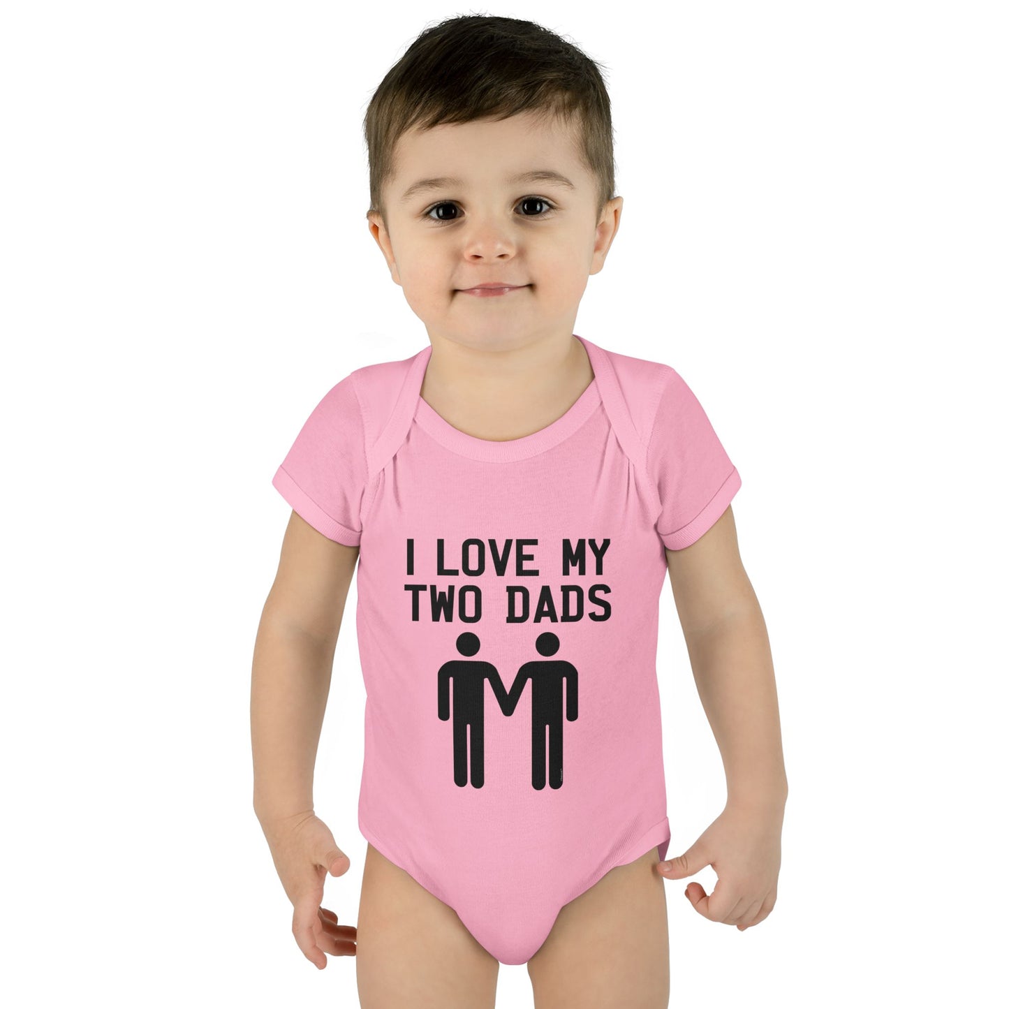 I Love My Two Dads Gay Fathers Baby Bodysuit by TOOLOUD