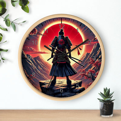 Lone Samurai Standing on a Rocky Cliff 10-Inch Wall Clock by TooLoud