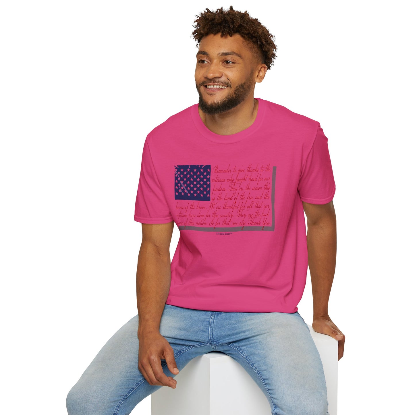 Veterans Scripted Flag Adult T-Shirt by TOOLOUD