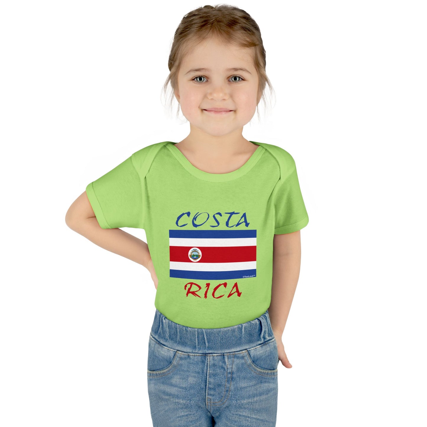 Costa Rica Flag Baby Romper Bodysuit by TOOLOUD