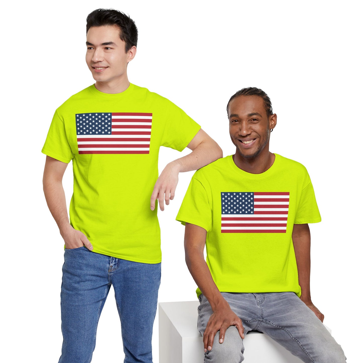 Patriotic American Flag Adult Cotton T-Shirt by TOOLOUD